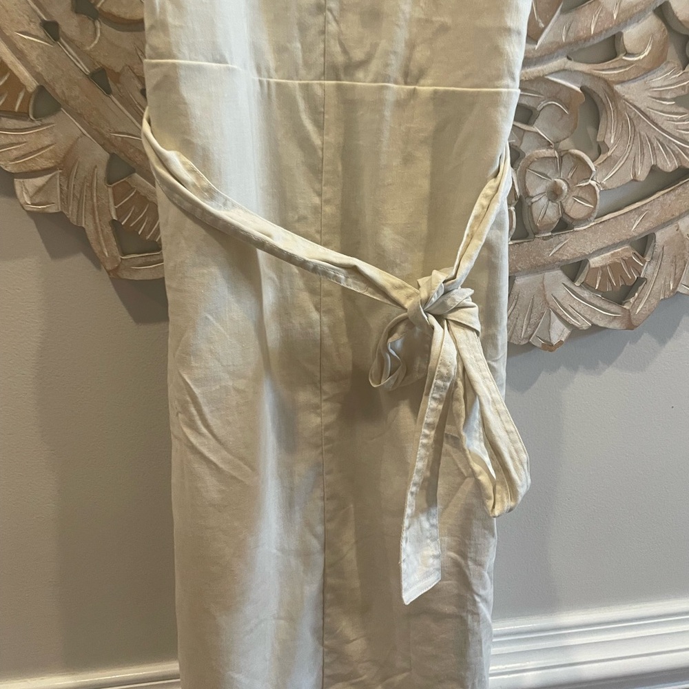 Banana Republic Cream Linen Cotton Midi Shift Dress Stone Wash - Picture 3 of 6